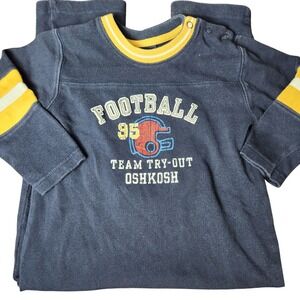 Vintage 90s Oshkosh Football one piece button snap suit 36 months 3T Navy Blue